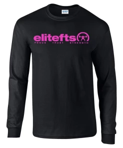 EliteFTS Tagline Pink Long Sleeve T-Shirt -Goalrilla Shop pink tagline black long sleeve tee 6