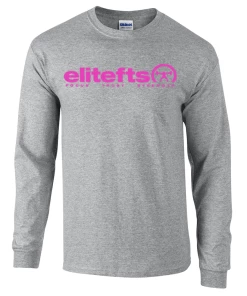 EliteFTS Tagline Pink Long Sleeve T-Shirt -Goalrilla Shop pink tagline grey long sleeve tee 6