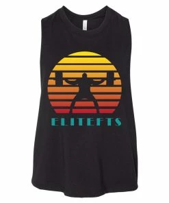 Elitefts Women's Sunset Squatter Racerback Cropped Tank -Goalrilla Shop sunset squatter cropped tank black 5