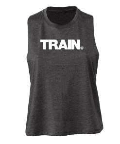 Elitefts White Train Women's Racerback Cropped Tank -Goalrilla Shop train cropped tank grey 5