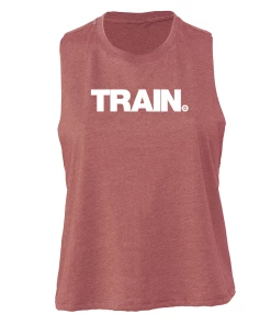 Elitefts White Train Women's Racerback Cropped Tank -Goalrilla Shop train cropped tank mauve 5